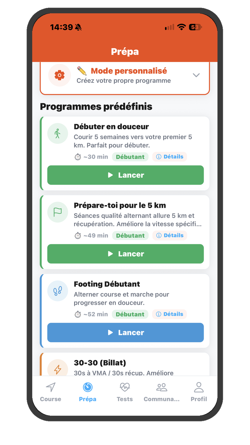 Programmes de cardio intervalles