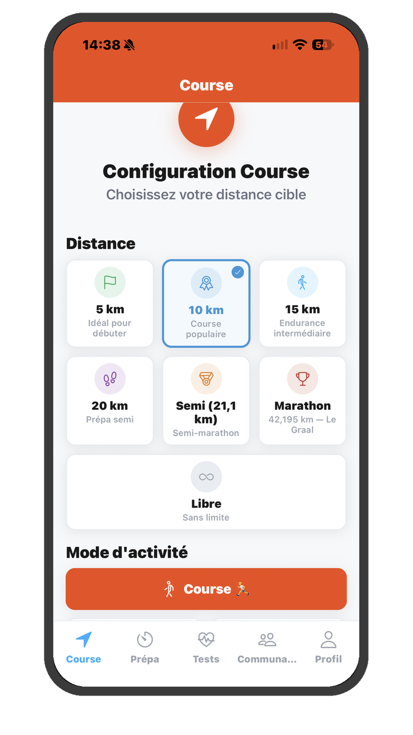 Configuration d'une course GPS